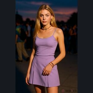 Suzy Shier Vintage 90s Lilac Pleated Mini Skirt XS Y2K Softgirl Fairycore Style